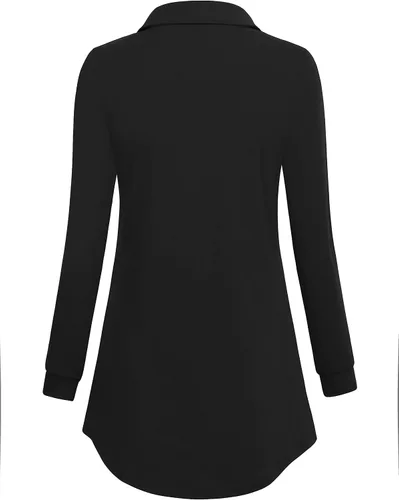 Miniatura 3 de Bebonnie Blusa casual de manga larga con cuello en V y solapa para mujer con botones