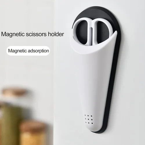 Miniatura 4 de Soporte de tijera con absorción magnética y diseño de agujeros de drenaje, caja de almacenamiento de tijeras para refrigerador desmontable