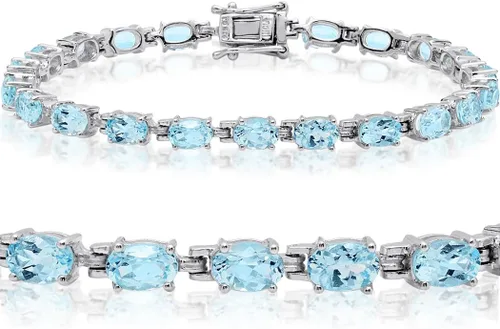 Amanda Rose Collection Pulsera de tenis con piedras preciosas en plata de ley, elige entre amatista, topacio azul o peridoto | Pulseras de regalo de