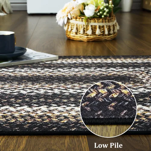 Miniatura 8 de ROYHOME Tapete pequeño para puerta de 2 x 3 pies, alfombra de área lavable, alfombras de área con estampado trenzado bohemio, alfombra de área