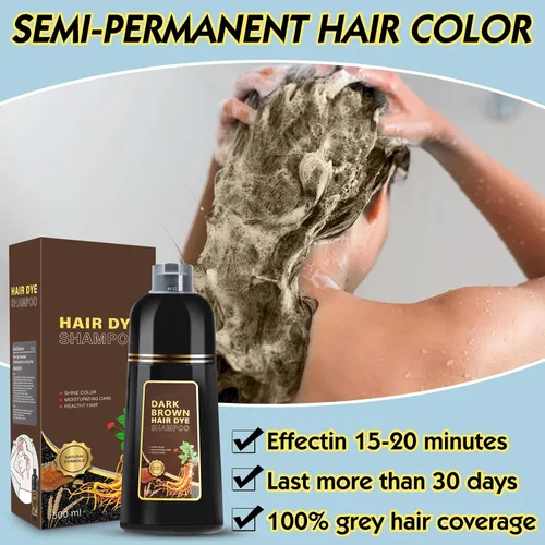 Miniatura 7 de Champú de tinte para el cabello 3 en 1, champú con ingredientes herbarios, tinte para cabello negro para mujeres y hombres, champú de cobertura