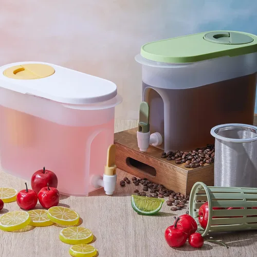 Miniatura 6 de Gerrii 2 unidades, dispensador de bebidas de plástico de 1 galón con 2 filtros, dispensador de bebidas para refrigerador, jarra de cerveza fría