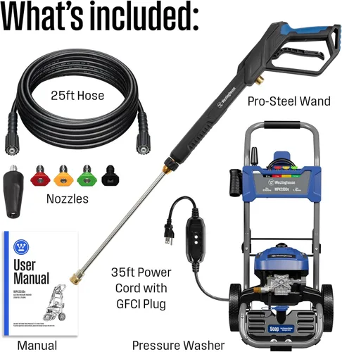 Miniatura 6 de Westinghouse WPX2300e Lavadora a presión eléctrica, 2300 PSI máximo y 1.76 GPM máximo, motor de inducción, tanque de jabón a bordo, pistola