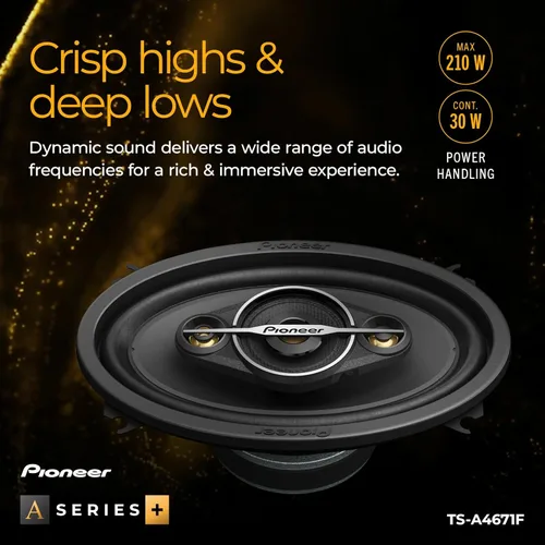 Miniatura 4 de Pioneer A-Series Estándar TS-A4671F Altavoces de 4 vías de 4" x 6" (Par) – 210W Máximo, Sonido Equilibrado + Agudos Suaves, Graves Mejorados
