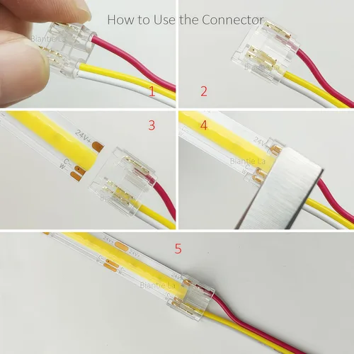 Miniatura 4 de Conector de tira LED de 3 pines, kit sin soldadura CCT COB de 0.394 in, paquete de 25 Juntas de tira a tira y tira a cable, para cables 22 AWG, se