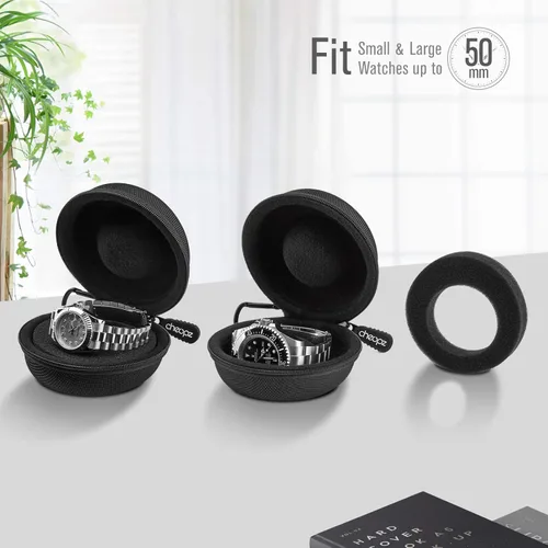 Miniatura 5 de Caja de viaje para relojes de pulsera y relojes inteligentes de hasta 1.969 in, color negro, Negro -, CasualViajeGimnasioSolteroPortátil