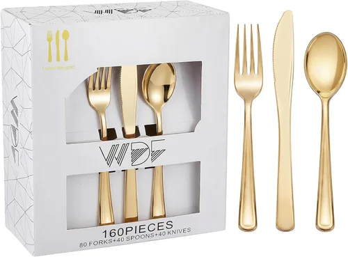 Miniatura 13 de WDF 100 cucharas de plástico plateadas desechables, cubiertos de plata barrocos de 6.93 pulgadas para pastel de postre, cucharas de plástico
