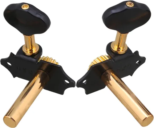 Miniatura 3 de Yibuy Aleación de zinc negro dorado estilo abierto máquina de guitarra cabeza afinación clavijas de bloqueo sintonizadores 3L 3R 18:1 para guitarra