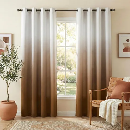 Miniatura 30 de NICETOWN Cortinas Oscurecedoras de 84 pulgadas de Largo para Sala de Estar, Cortinas de Privacidad Ombré Blanco y Negro con Ojales para Blanco a