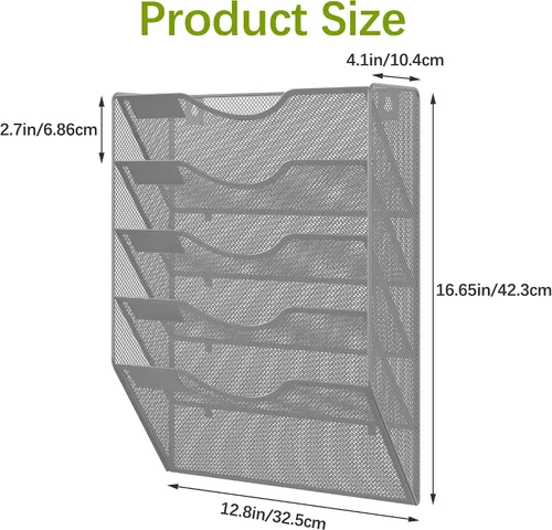 Miniatura 8 de EasyPAG Organizador de Archivos Colgante de Pared, Organizador de Correo de 5 Bolsillos Montado en Pared, Soporte Vertical para Documentos
