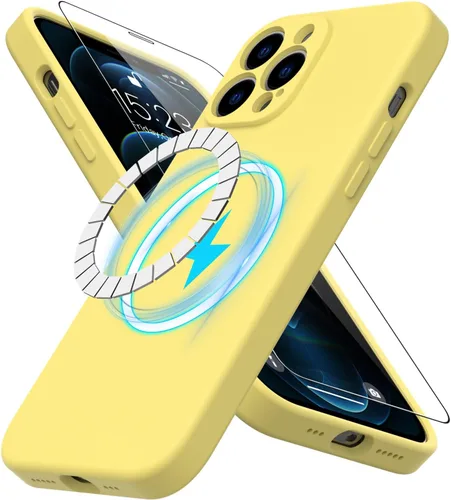 Miniatura 23 de DEENAKIN Funda magnética de silicona para iPhone 12 Pro con protector de pantalla, compatible con MagSafe, protección de cámara, funda protectora