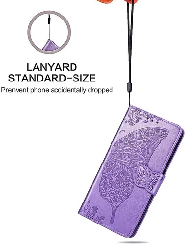 Miniatura 5 de Funda tipo cartera para Samsung Galaxy Note 20 Ultra, piel sintética de alta calidad con diseño de flor de mariposa en relieve, función atril