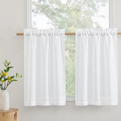 Miniatura 9 de RYB Home - Cortinas semitransparentes de lino Angora