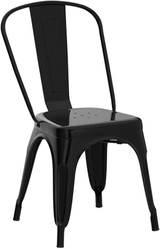 Miniatura 4 de Yaheetech Juego de 4 sillas de comedor de metal, sillas de cocina apilables industriales con respaldo para comedor/restaurante/bistro/patio, uso