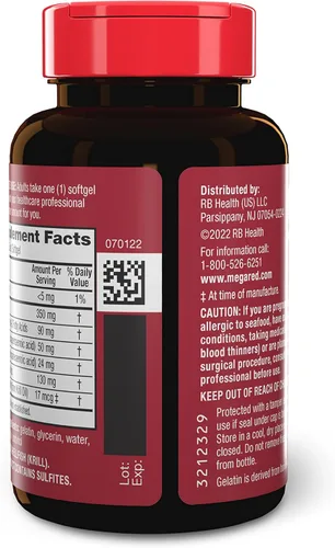 Miniatura 20 de MegaRed - Aceite de krill Omega-3 350mg cápsulas blandas (130 unidades en una botella), ácidos grasos omega-3 EPA y DHA sin regusto a pescado a