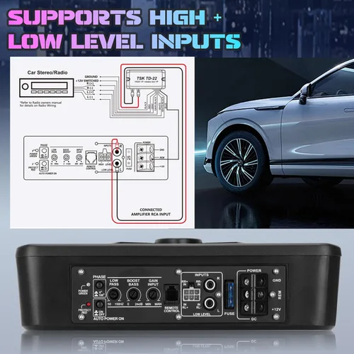 Miniatura 7 de Feikeer Subwoofer de 10" 800W Bajo Asiento para Coche, Subwoofers Bluetooth para Autos con Luz Ambiental Multicolor LED, Audio Portátil Ahorra