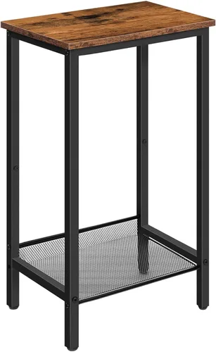 Miniatura 11 de HOOBRO Mesa auxiliar alta, mesa de teléfono industrial con estantes de malla ajustables, para sala de estar, dormitorio, entrada, oficina