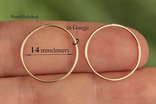 Miniatura 145 de Aretes de aro de oro de plata – Aretes de aro para mujer, dos piezas de aros de plata fina rellenos de oro, aro de hélice, anillo de tragus, aro