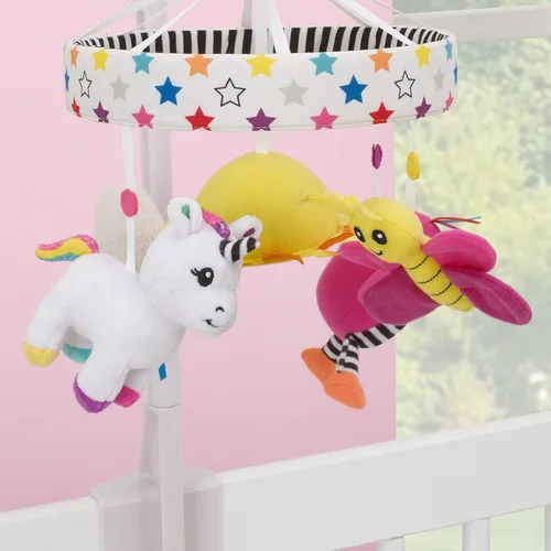 Miniatura 3 de NoJo Sassy Baby Ulbright Unicornio Negro, Blanco y Multicolor Desarrollo Peluches Peek-a-Boo Espejo Musical Mobile