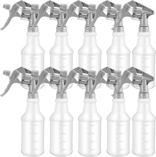 Miniatura 11 de Paquete de 10 botellas de spray de 16 oz, botellas de agua vacías para limpieza, recargables, con contenedor de rociado de alta resistencia