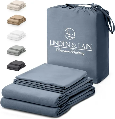 Miniatura 12 de Linden & Lain Juego de sábanas de lujo tamaño Queen Sábanas de cama orgánicas ultra suaves Viscosa derivada de bambú Microfibra Bolsillo