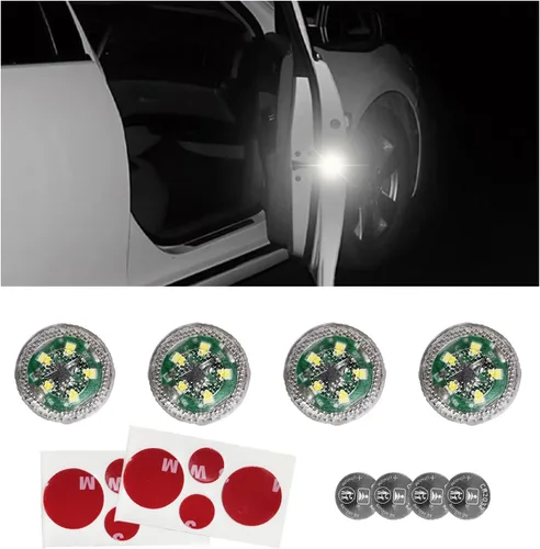 Miniatura 9 de Dickno 4 luces LED inalámbricas de advertencia para puerta de automóvil, 5 luces LED de señal de seguridad intermitentes automáticas en carretera