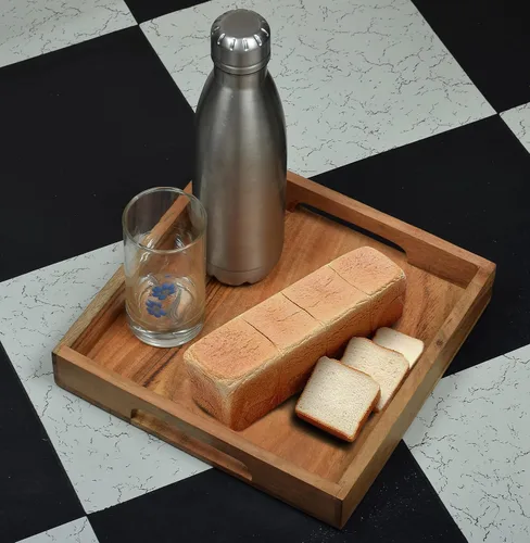 Miniatura 5 de Samhita Bandeja de madera de acacia con asas, bandeja de madera para servir, bandeja de aperitivos, bandeja de desayuno, ideal para desayuno, café