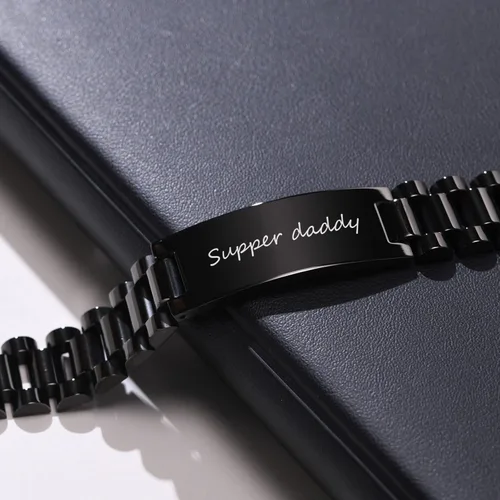 Miniatura 3 de Fathers Day Bracelet for Dad,To My Dad Bracelet,Masculine Watch Band Stainless Steel Link Bracelet Dad Birthday Bracelet for Men From Daughter Son