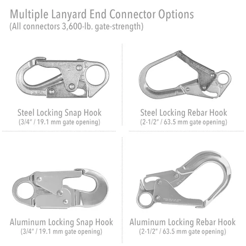 Miniatura 5 de Miller Honeywell Ademco Miller Twin Turbo - Sistema de protección contra caídas de 6 pies con conector G2 y ganchos de aluminio para barras