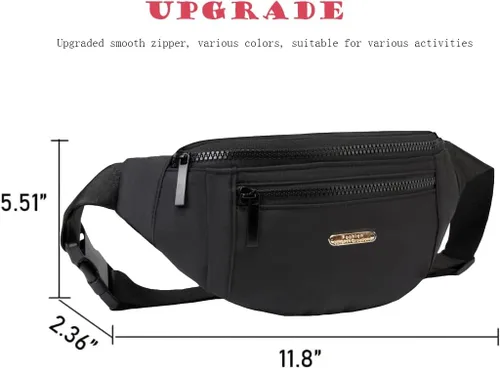 Miniatura 7 de Riñonera para mujer, bolsa de cintura de moda con correa ajustable para viajes, deportes y correr, Negro, talla única