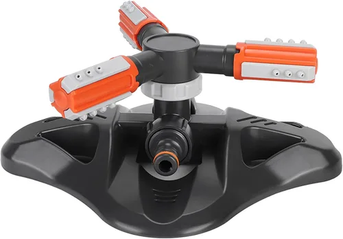 Miniatura 3 de Fydun Sistema automático de riego giratorio de 360 grados con 3 brazos para jardín y patio, césped, herramienta automática de rotación de 360 grados