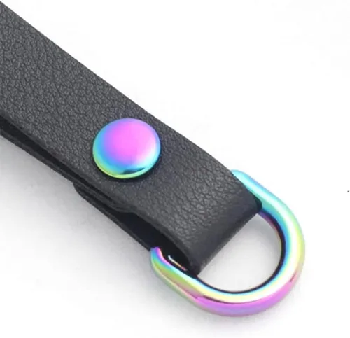 Miniatura 3 de Ganchos giratorios de metal arcoíris con anillos en D arcoíris y hebillas deslizantes para bolso de arco iris Tri-Glides Cierre giratorio arcoíris