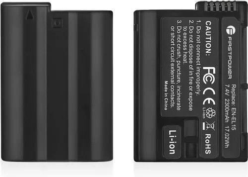 FirstPower EN-EL15/EN-EL15a/EN-EL15b Batería compatible con Nikon Z5 Z6 Z6II Z7II D750 D850 D500 D7000 D7500 D7100 D7200 D600 D610 D800 D800 D800 10