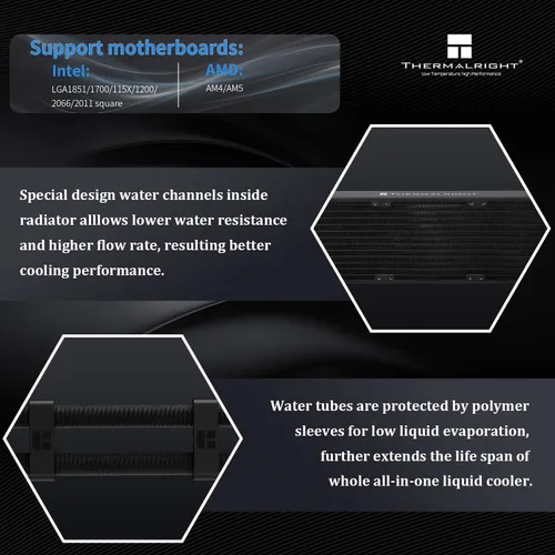 Miniatura 3 de Thermalright Wonder Vision 360 Turbo ARGB Enfriador de agua negro para CPU, pantalla curva de 60 HZ con resolución de 2400 x 1080, para AM4/AM5