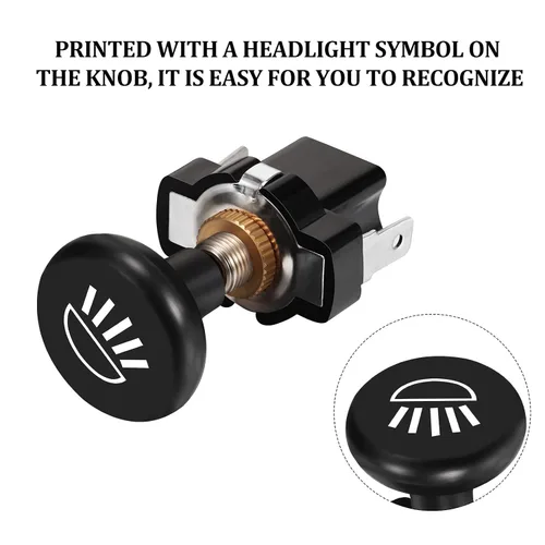 Miniatura 5 de HESTYA Interruptor de luz para carrito de golf, 3 piezas, interruptor de luz de empuje de 12 voltios para carrito de golf, botón de empuje y tirón