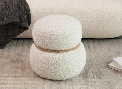 Taburete de muñeco de nieve de 14.56 pulgadas, reposapiés otomano de tela moderna, taburete redondo de peluche con tres patas debajo del escritorio,