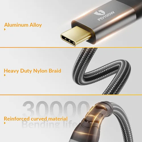 Miniatura 6 de Cable Thunderbolt 4 [certificación USB-IF] iDsonix 2 en 1 USB 4.0 Cable [3.3 pies] con transferencia de datos de 40 Gbps, pantalla dual 4K de 8K a