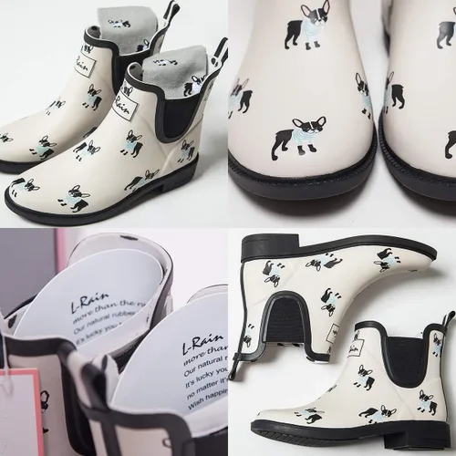 Miniatura 3 de L-Rain LR - Botas de lluvia cortas para mujer impermeables antideslizantes botines Chelsea