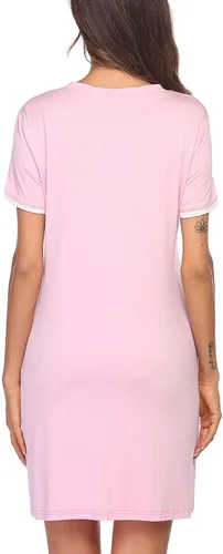 Miniatura 5 de Ekouaer Camisones para mujer, pijamas con botones, manga corta, cuello en V, ropa de dormir S-3XL