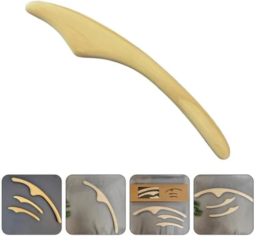 Miniatura 8 de minkissy Varita de masaje facial de 8.85 pulgadas para esculpir madera para cara y cuerpo, herramienta Gua Sha para estimular el flujo sanguíneo