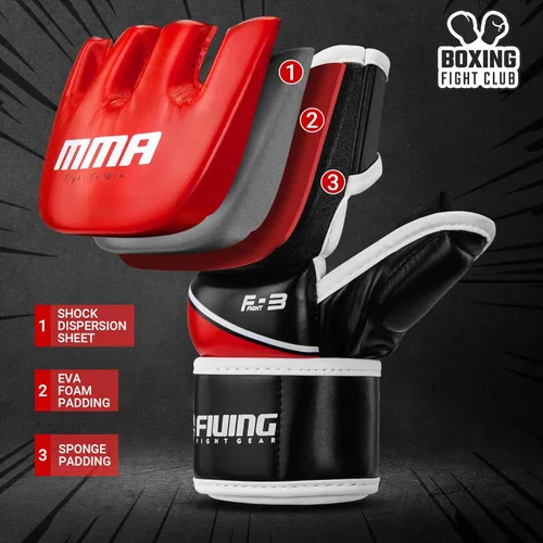 Miniatura 2 de Guantes MMA para hombres y mujeres, guantes de boxeo para saco de boxeo, sparring, entrenamiento, muay thai, artes marciales, guantes de medio Rojo