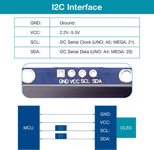 Miniatura 6 de Frienda Módulo de pantalla OLED I2C Controlador de pantalla OLED IIC I2C Tabellone Seriale con pantalla Auto-Luminoso Compatible con Azul