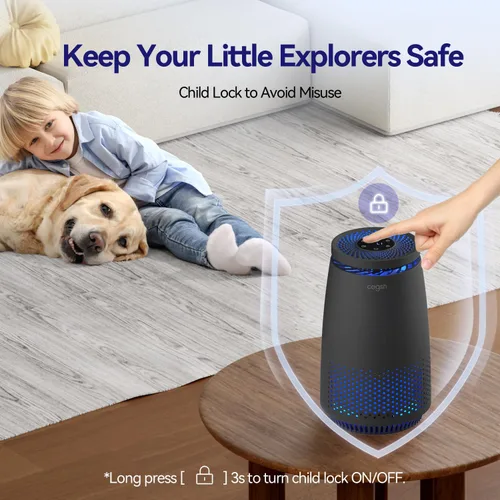 Miniatura 6 de Purificadores de aire para dormitorio del hogar, filtro HEPA 3 en 1 para mascotas, caspa, polvo, polen, humo, olores, limpiador de aire silencioso