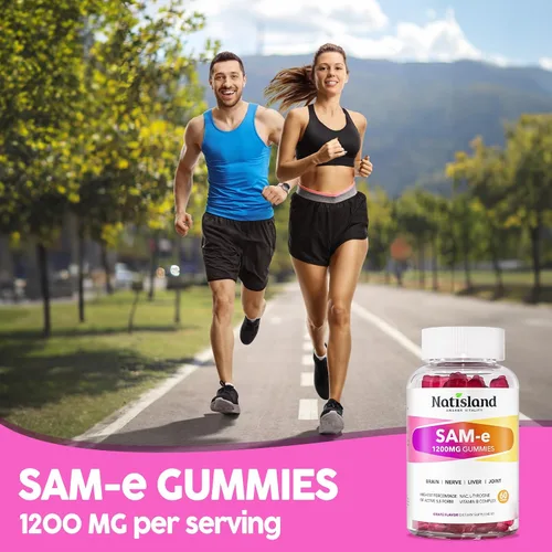 Miniatura 9 de SAM-e con gomitas de L-tirosina, complejo B metilado y NAC, suplemento SAM e de 1200 mg, folato de metilo y B12, para alivio del estrés y apoyo