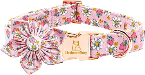 Miniatura 11 de Lionheart glory Collar de perro con flor, collar de perro azul con flores, collar de verano para perro niño o niña, suave, duradero, ajustable