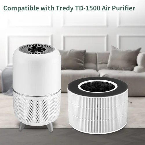 Miniatura 4 de Paquete de 2 filtros de repuesto TD-1500 compatibles con purificador de aire Tredy TD-1500 TD-1500BM, filtración de 4 etapas de filtro premium