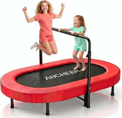 Miniatura 8 de Trampolín para niños, trampolín para niños pequeños, deportes de interior y juegos al aire libre, 56 pulgadas, capacidad de 220 libras
