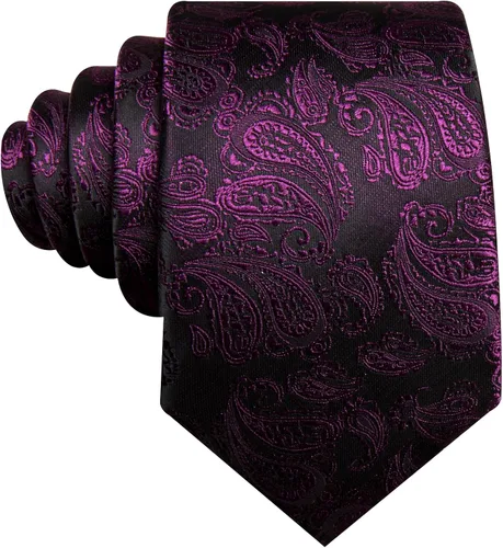 Miniatura 107 de Barry.Wang - Juego de corbata de seda para hombre, diseño de cachemira, pañuelo y gemelos de bolsillo