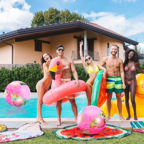 Miniatura 2 de BBTO Pelota de playa inflable con purpurina de 16 pulgadas, bolas de confeti para piscina, bolas de playa rosas para adultos, niños y niñas