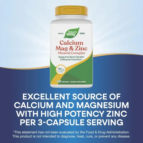 Miniatura 4 de Nature's Way Calcio, magnesio y zinc 765 mg por porción 250 cápsulas